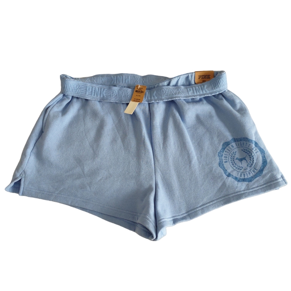 NWT Pink By Victoria's Secret XL Blue Foldover Shorts